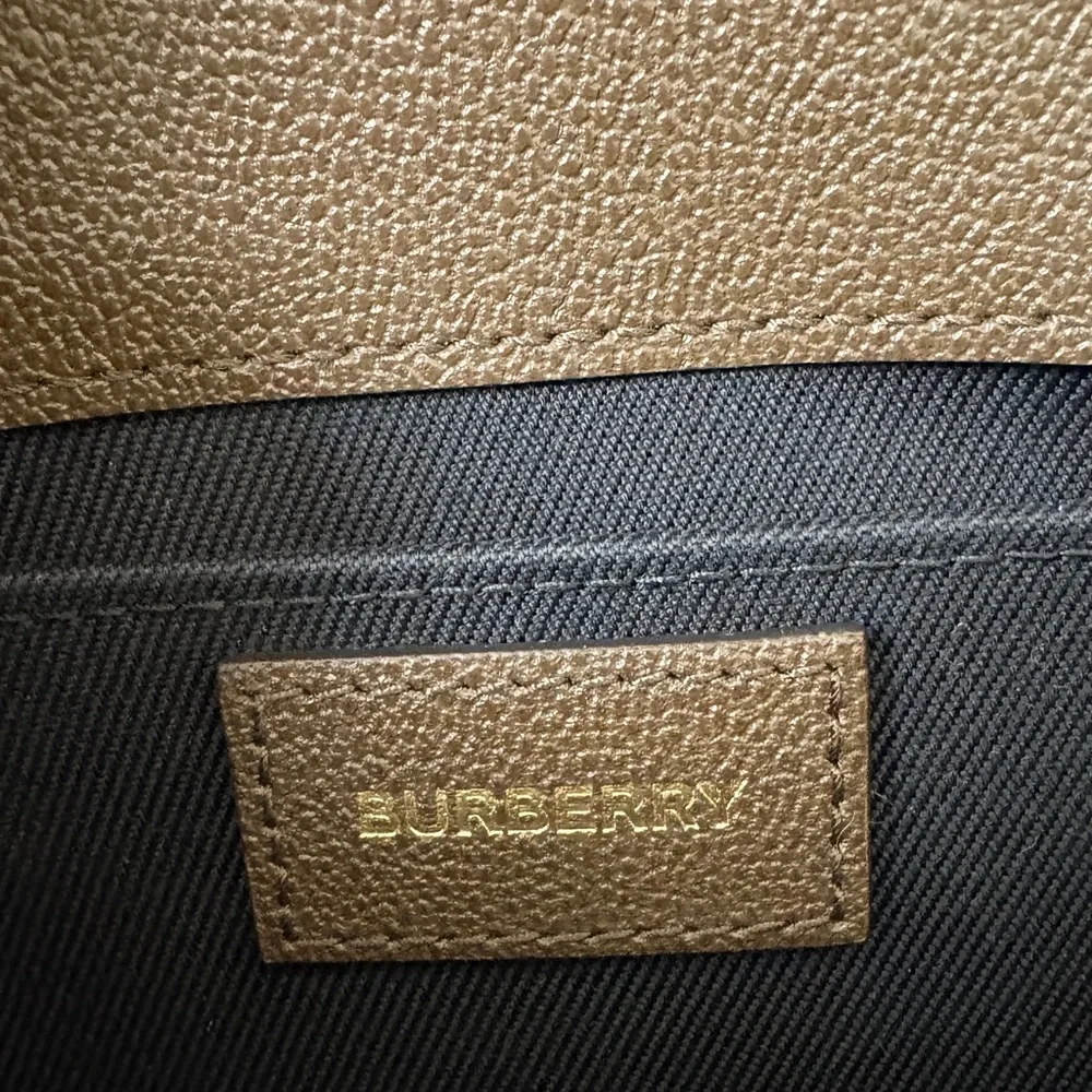 Burberry Brown Leather Crossbody Bag with Signature Check NEW EBONY BROWN - Picture 9 of 10
